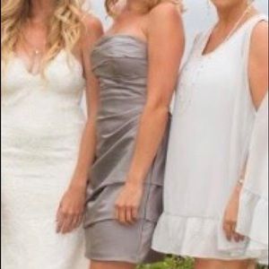 Grey Bridesmaid dress- short and strapless